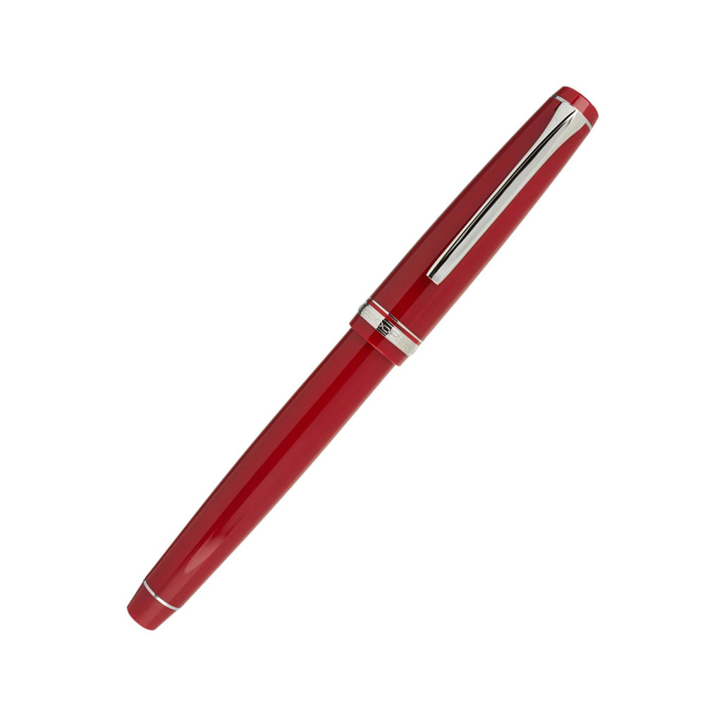 Pilot Falcon Red Resin with Chrome Trim Fountain Pen - 14Kt Gold Rhodium-Plated Medium Nib