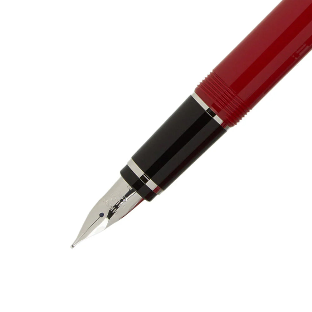 Pilot Falcon Red Resin with Chrome Trim Fountain Pen - 14Kt Gold Rhodium-Plated Medium Nib