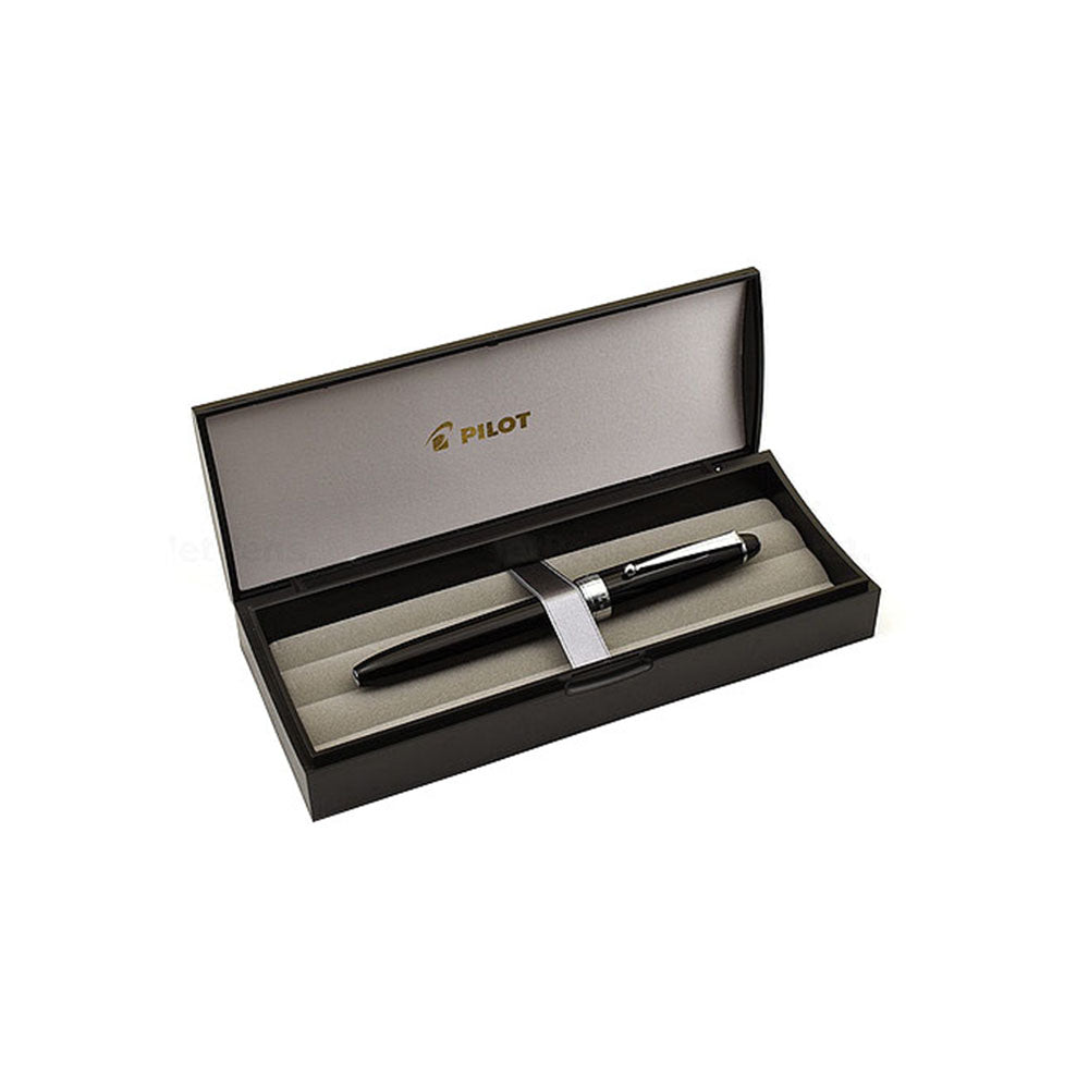 Pilot Custom NS Black Resin with Chrome Trim Fountain Pen – Medium Nib