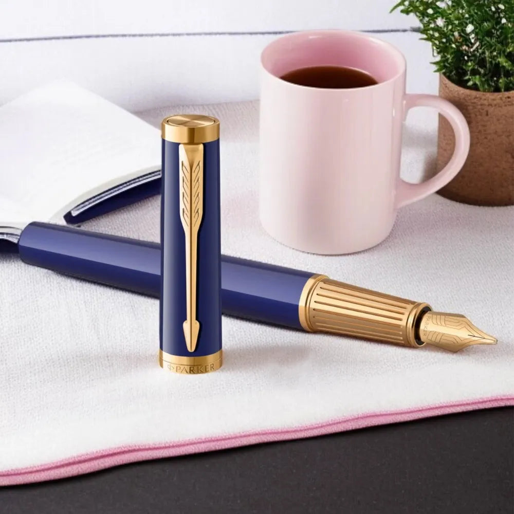 Parker Ingenuity Blue Lacquer Finish with Gold Trim Fountain Pen