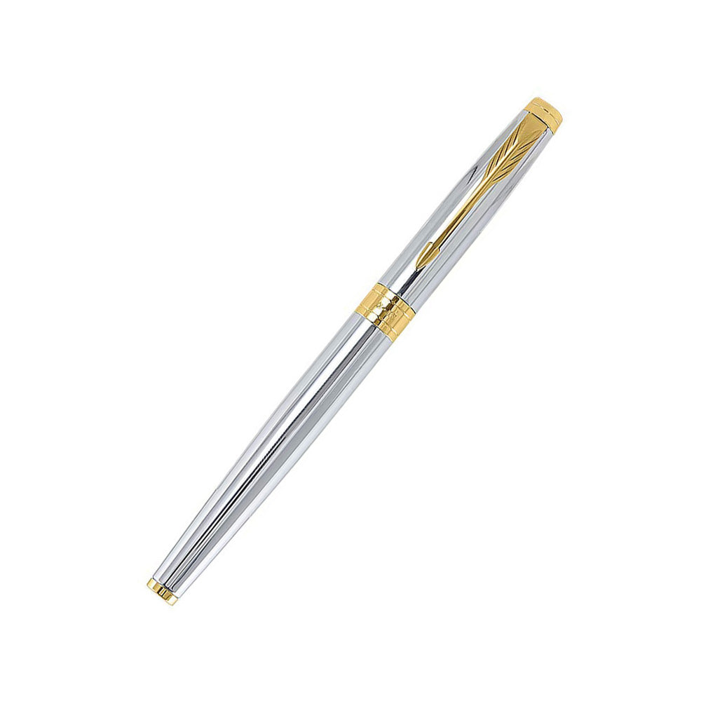 Parker Aster Shiny Chrome GT Rollerball Pen with Card Holder (Free)