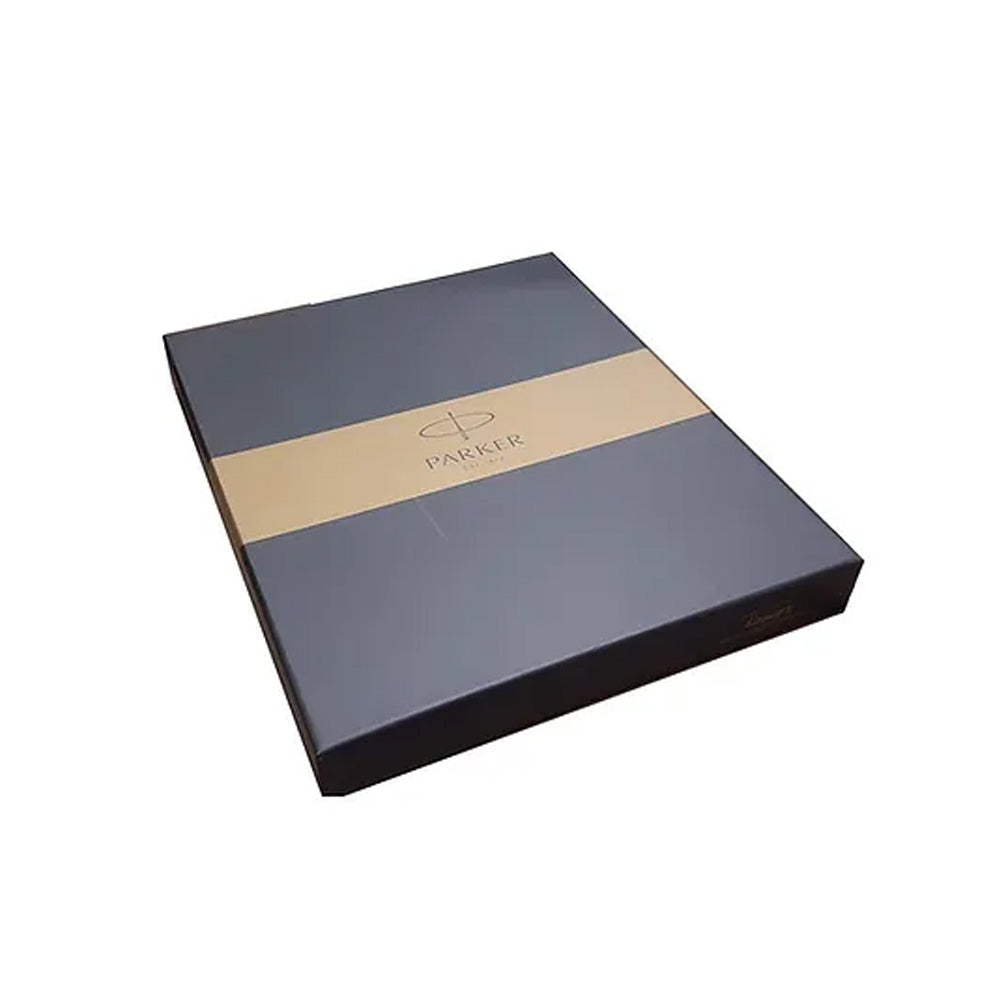 Parker Fusion Shiny Chrome GT Ball Pen with Black Large Notebook