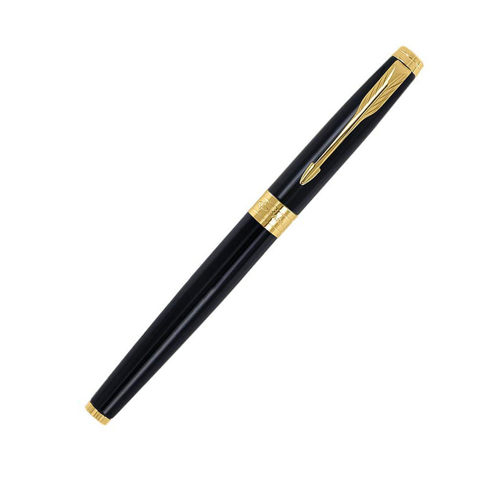 Parker Aster Laque Black GT Rollerball Pen + Large Notebook + Card Holder + Wallet