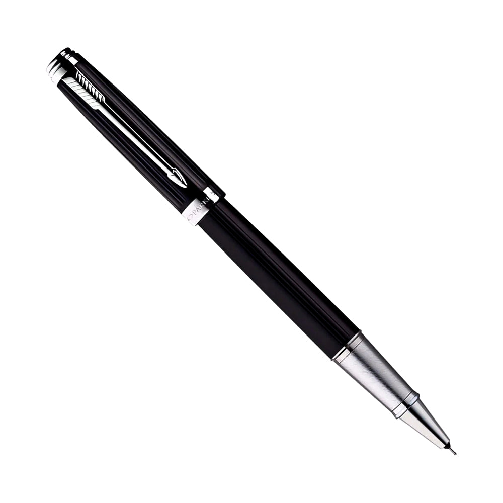 Parker Ambient Lacque Black Chrome Trim Fountain Pen - Medium Nib + Rollerball Pen Set