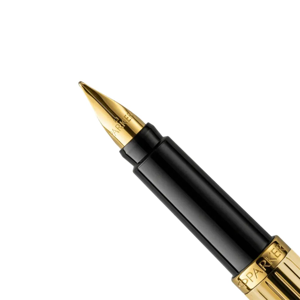 Parker Rialto Gold Finish with Gold Trim Fountain Pen - Stainless Steel Nib