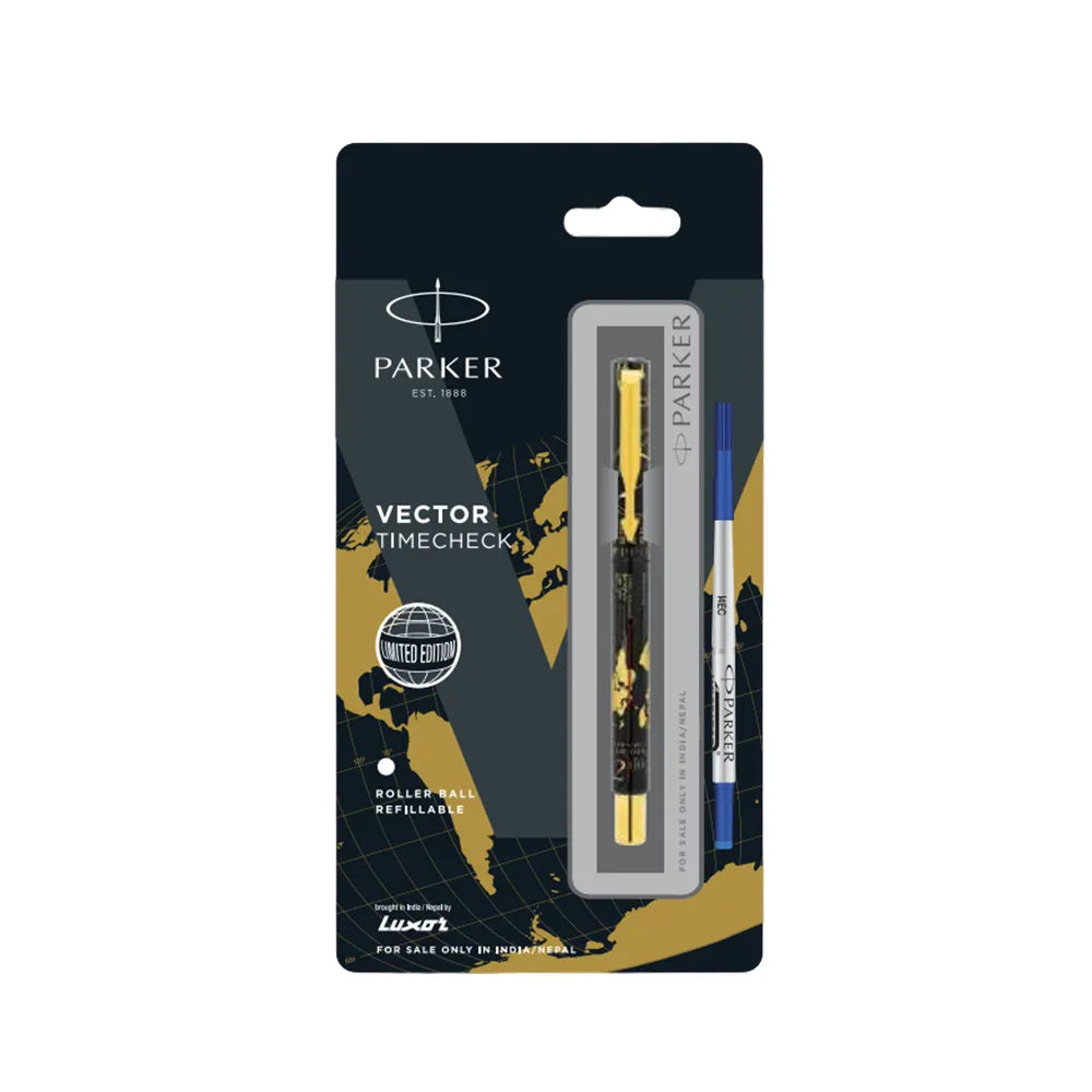 Parker Vector Timecheck Limited Edition Gold Trim Rollerball Pen