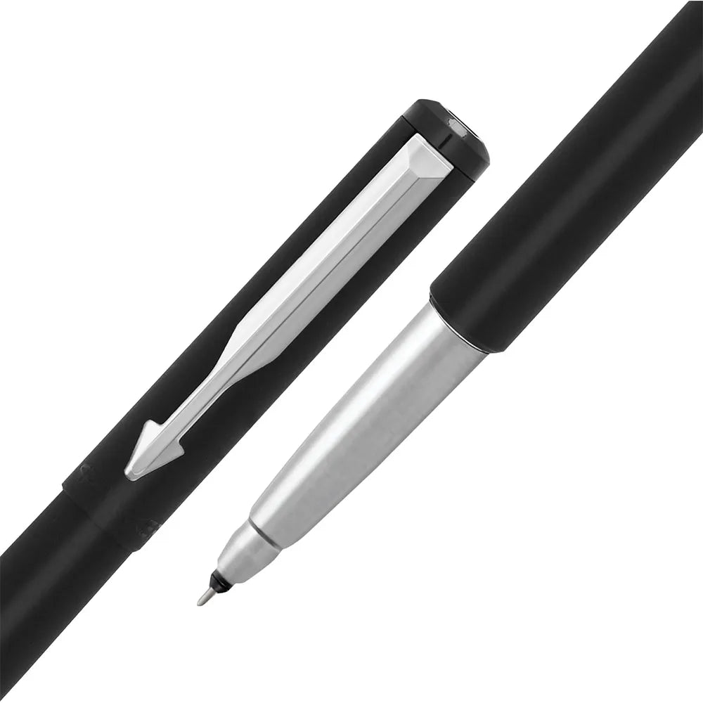 Parker Vector Matte Black Chrome Clip Rollerball Pen