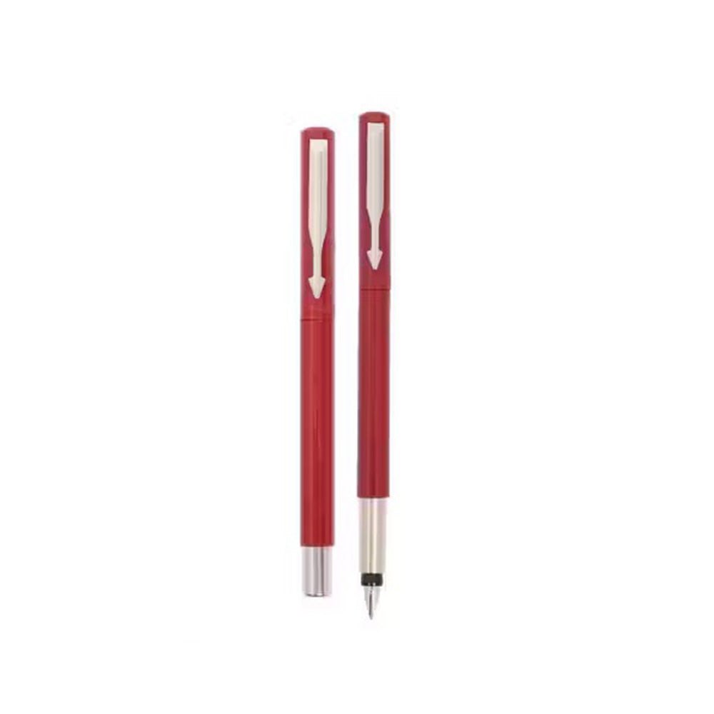 Parker Vector Standard Red Calligraphy with Chrome Trim Fountain Pen