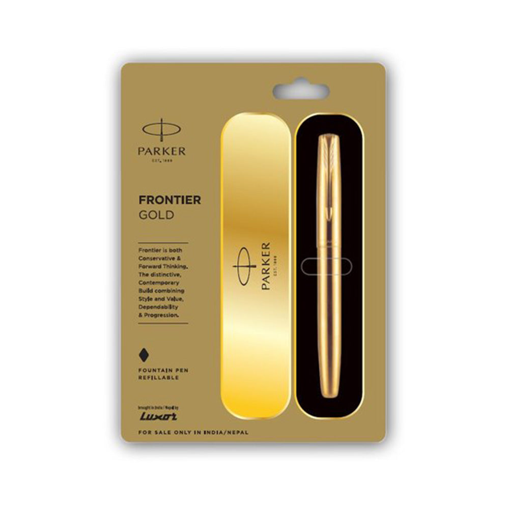 Parker Frontier Gold with Gold Plated Clip Fountain Pen – Fine Nib