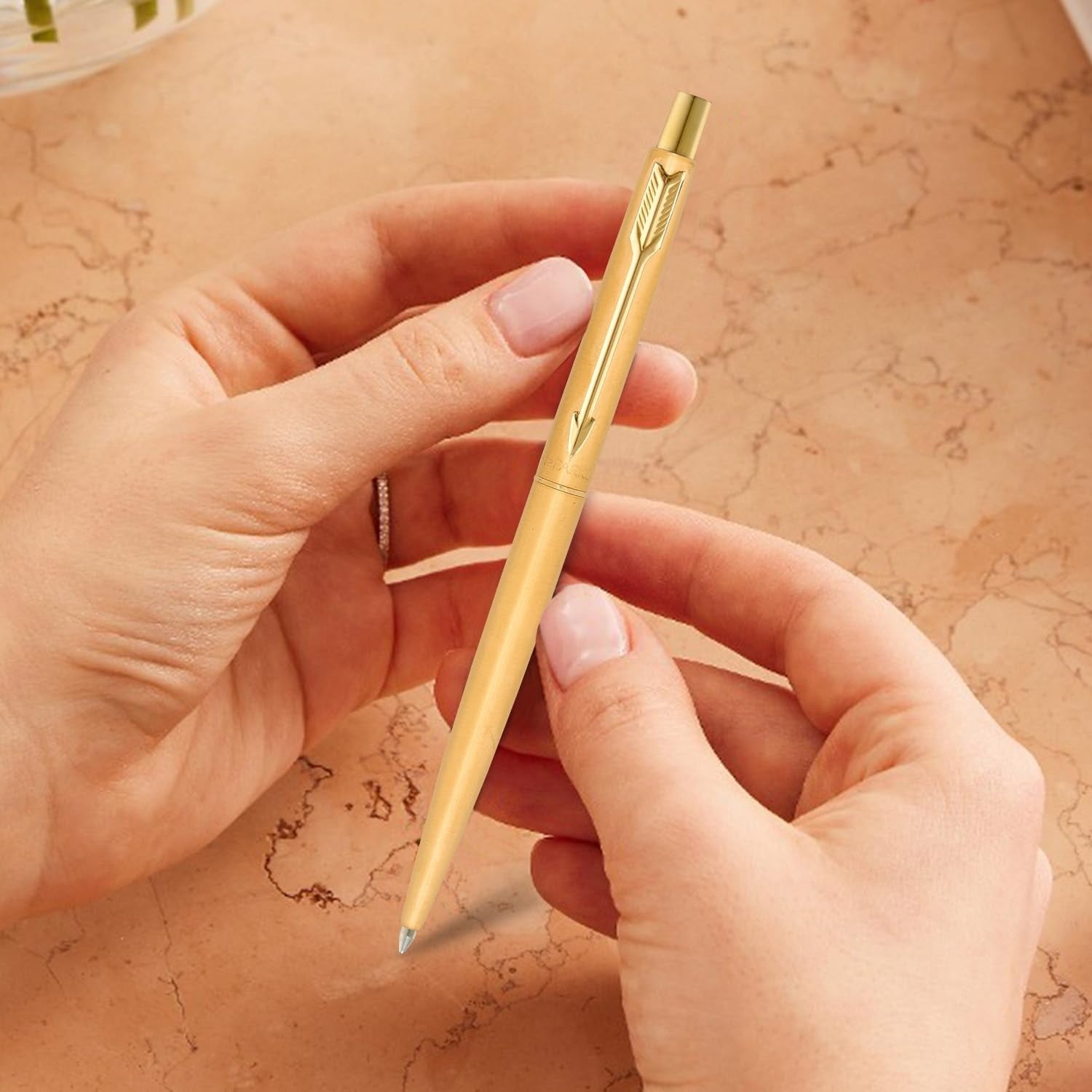 Parker Classic Gold Ballpoint Pen with Parker Grey A5 Notebook