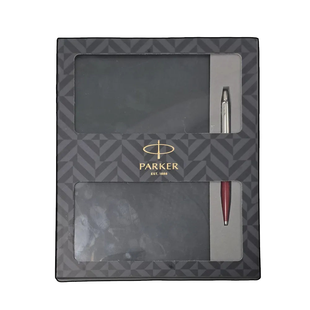 Parker Jotter Standard Red CT Ball Pen with A5 Black Notebook