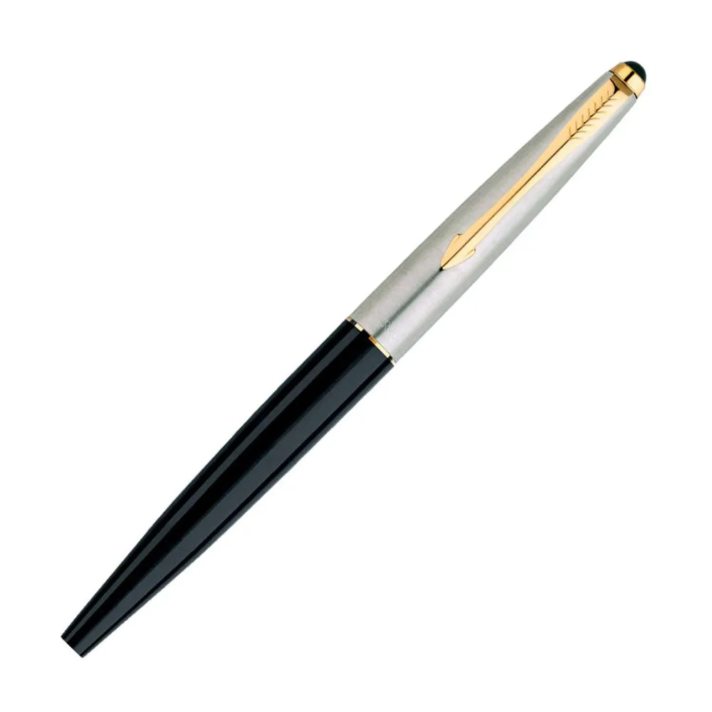 Parker Galaxy Standard Gold Trim Rollerball Pen with Parker Logo Silver Keychain