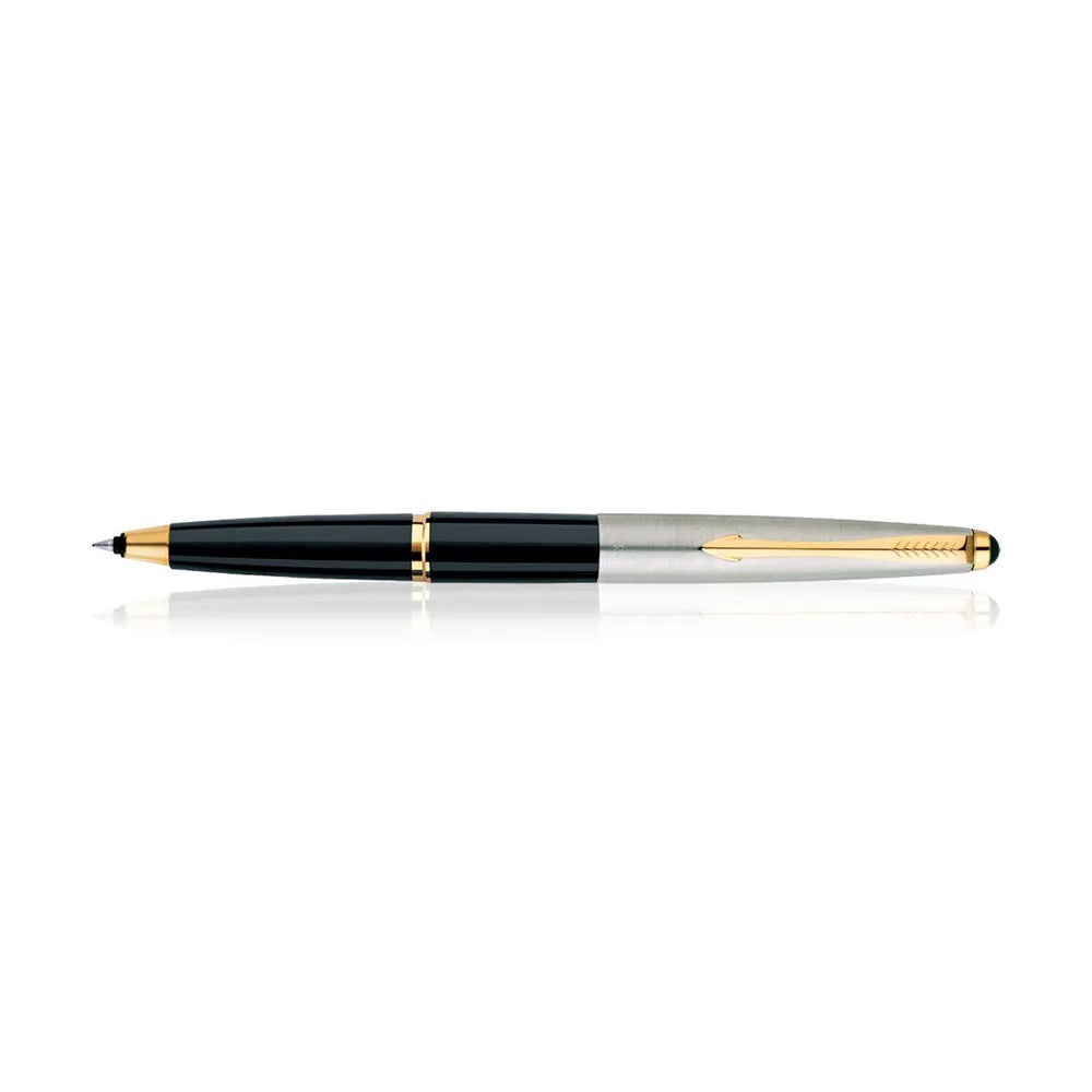 Parker Galaxy Standard Gold Trim Rollerball Pen with Parker Logo Silver Keychain