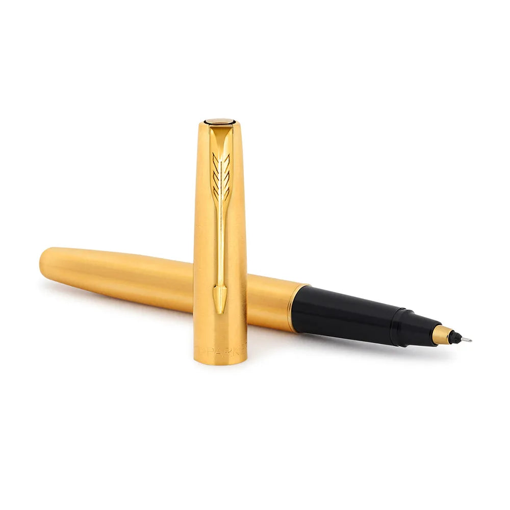 Parker Frontier Gold Rollerball Pen + Notebook + Parker Logo Keychain