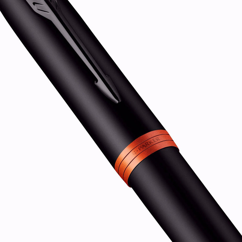 Parker IM Flame Orange Black Trim Fountain Pen - Medium Nib
