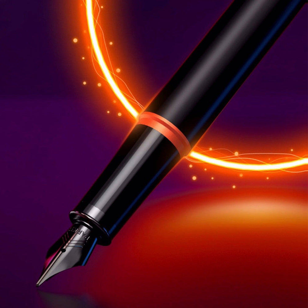 Parker IM Flame Orange Black Trim Fountain Pen - Medium Nib