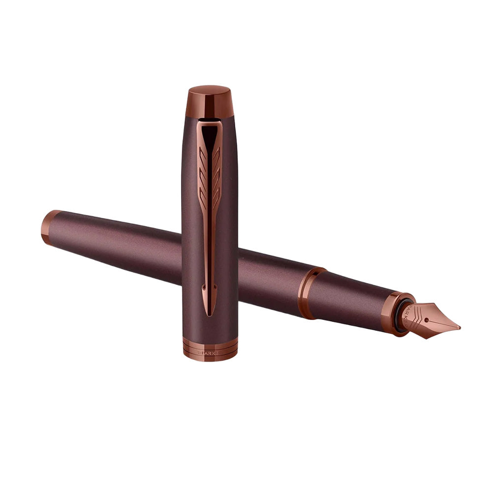 Parker IM Monochrome Burgundy Trim Fountain Pen - Fine Nib