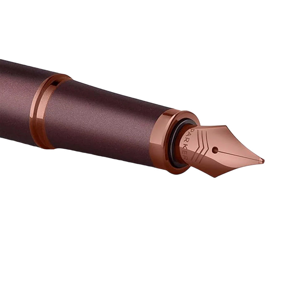Parker IM Monochrome Burgundy Trim Fountain Pen - Fine Nib