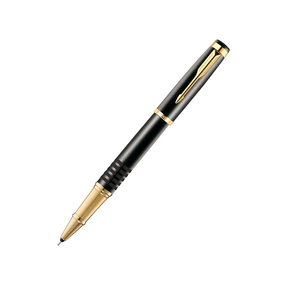 Parker Ellipse Royal Black Rings Gold Trim Rollerball Pen