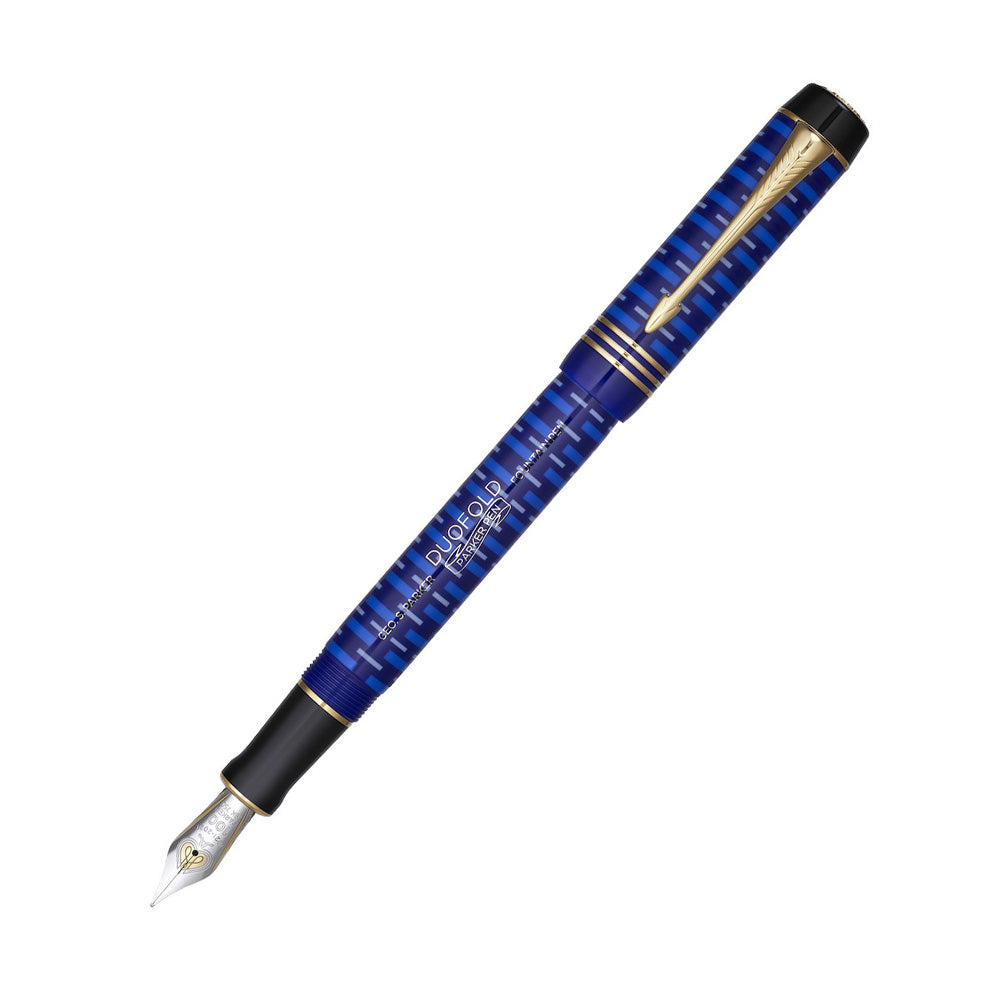 Parker Duofold Blue with GT 100th Anniversary Centennial L.E. Fountain Pen - 18Kt Gold Medium Nib