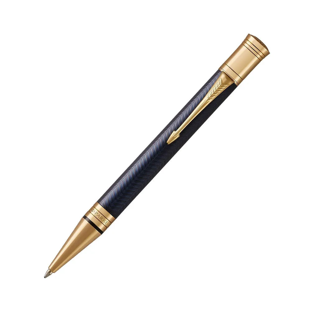 【新品未使用】PARKER 万年筆 ブルー×ゴールド IRIDIUM POINT Parker Duofold Prestige Blue Chevron GT Ballpoint Pen