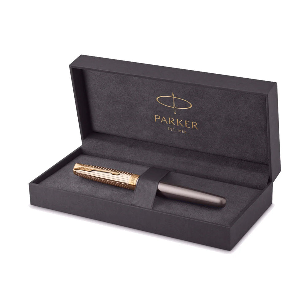 Parker Sonnet Pioneers Collection Grey Lacquer Gold Trim Rollerball Pen
