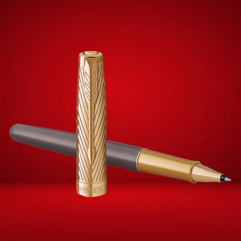 Parker Sonnet Pioneers Collection Grey Lacquer Gold Trim Rollerball Pen