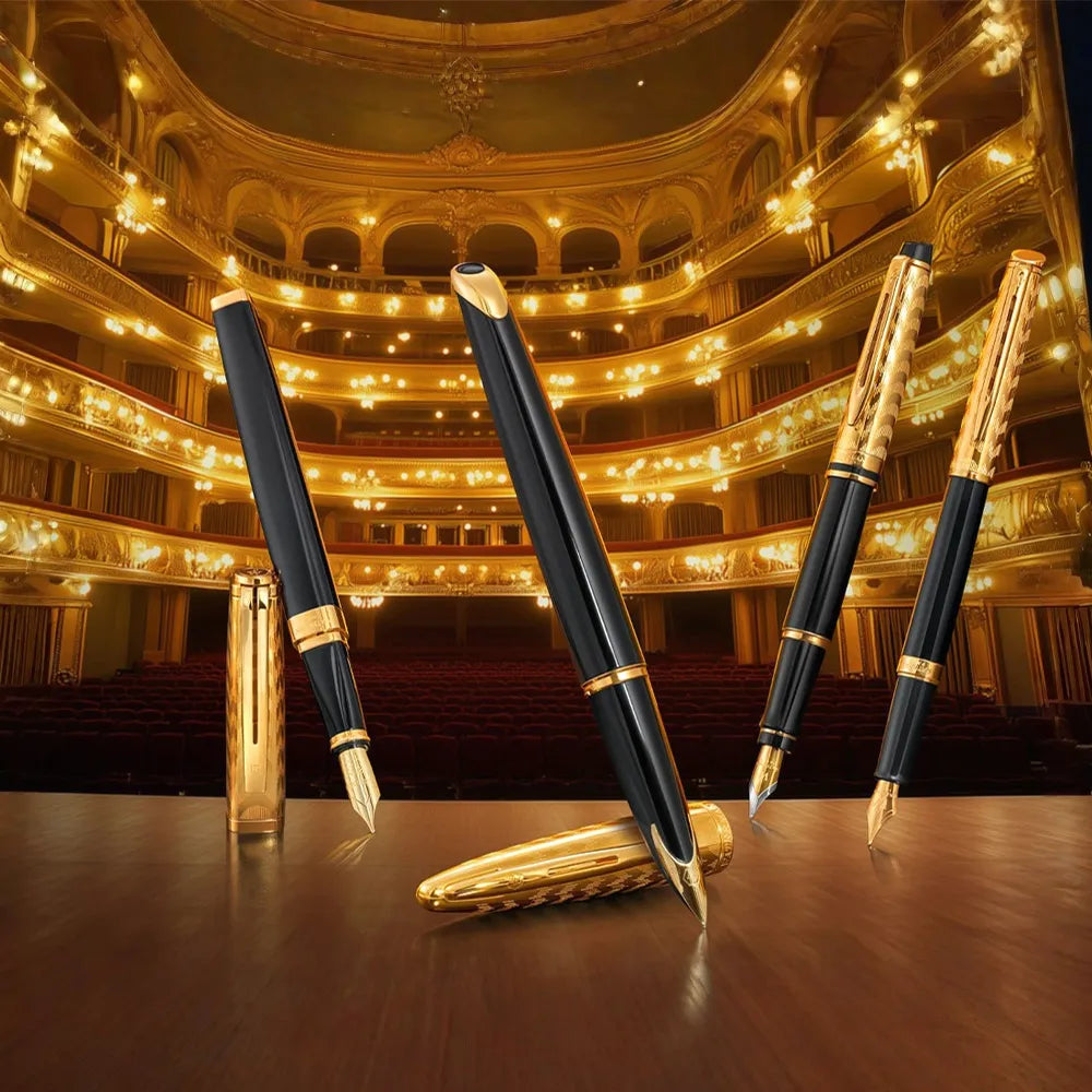 Waterman Exception Opera Special Edition Deluxe Black Lacquer with Gold-Plated Cap & Trim Fountain Pen - 18Kt Gold Nib