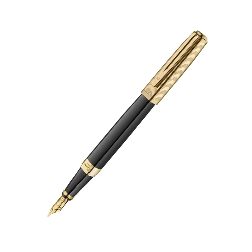 Waterman Exception Opera Special Edition Deluxe Black Lacquer with Gold-Plated Cap & Trim Fountain Pen - 18Kt Gold Fine Nib