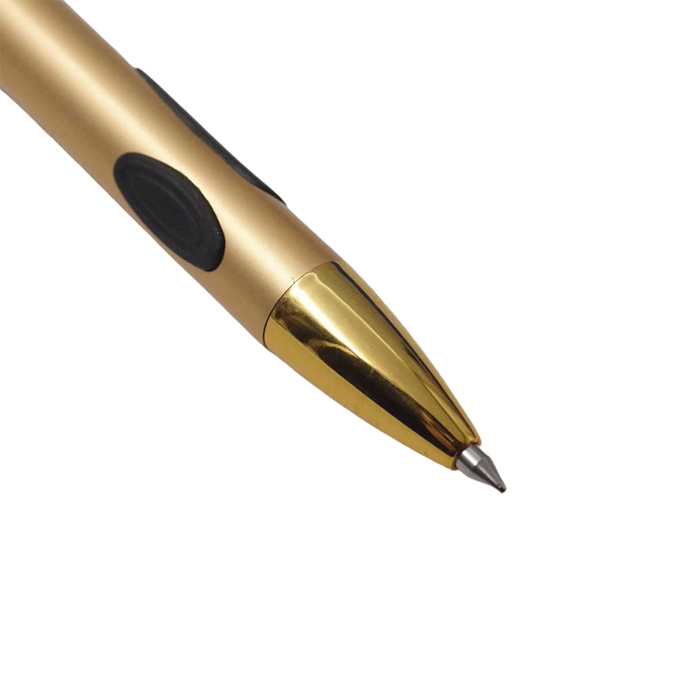 The Pierre Cardin Gold Rush Ballpoint Pen stands out for its elegance and functionality. Made of high-quality metal, it has gold-plated details that enhance its sophisticated design. It provides smooth writing, offering a unique experience. Ideal for those who appreciate luxury and efficiency, the Gold Rush is more than a pen—it is a statement of style and good taste. Light Gold Body With Black Holding Dots Gold Clip Jumbo Metal Refill Fine Tip Retractable Button Click Mechanism Blister Gift Box