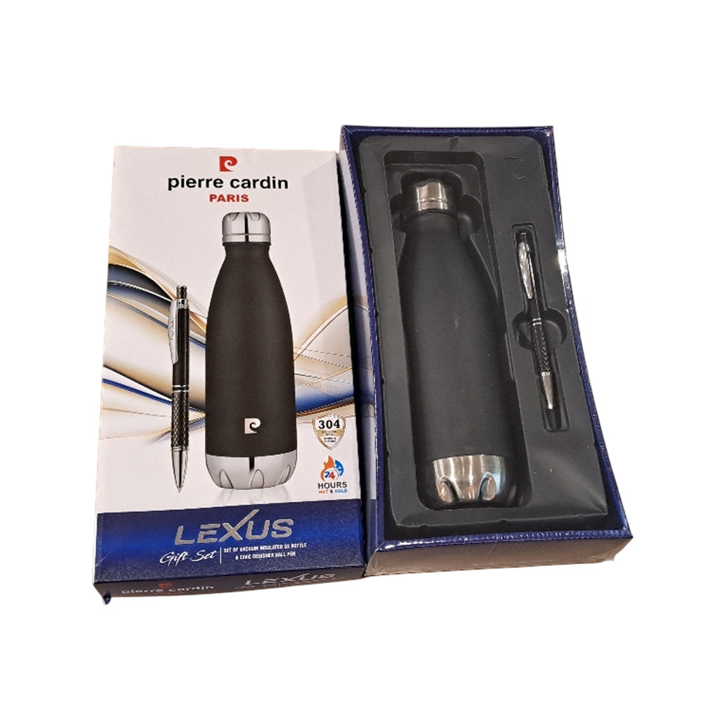 Pierre Cardin Lexus Gift Set Vacuum Insulated Black Stainless Steel Bo
