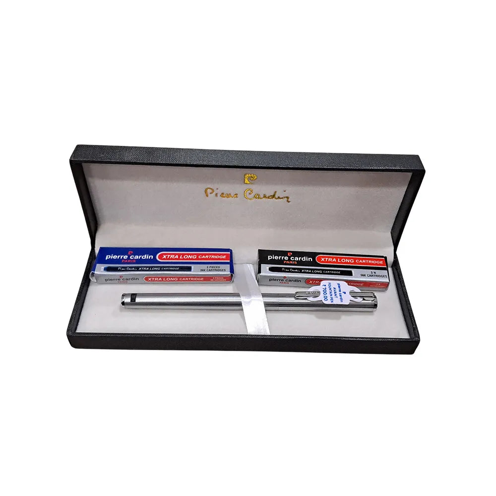 Pierre Cardin Avant Brushed Stainless Steel CT Fountain Pen - Soft-Medium Nib0
