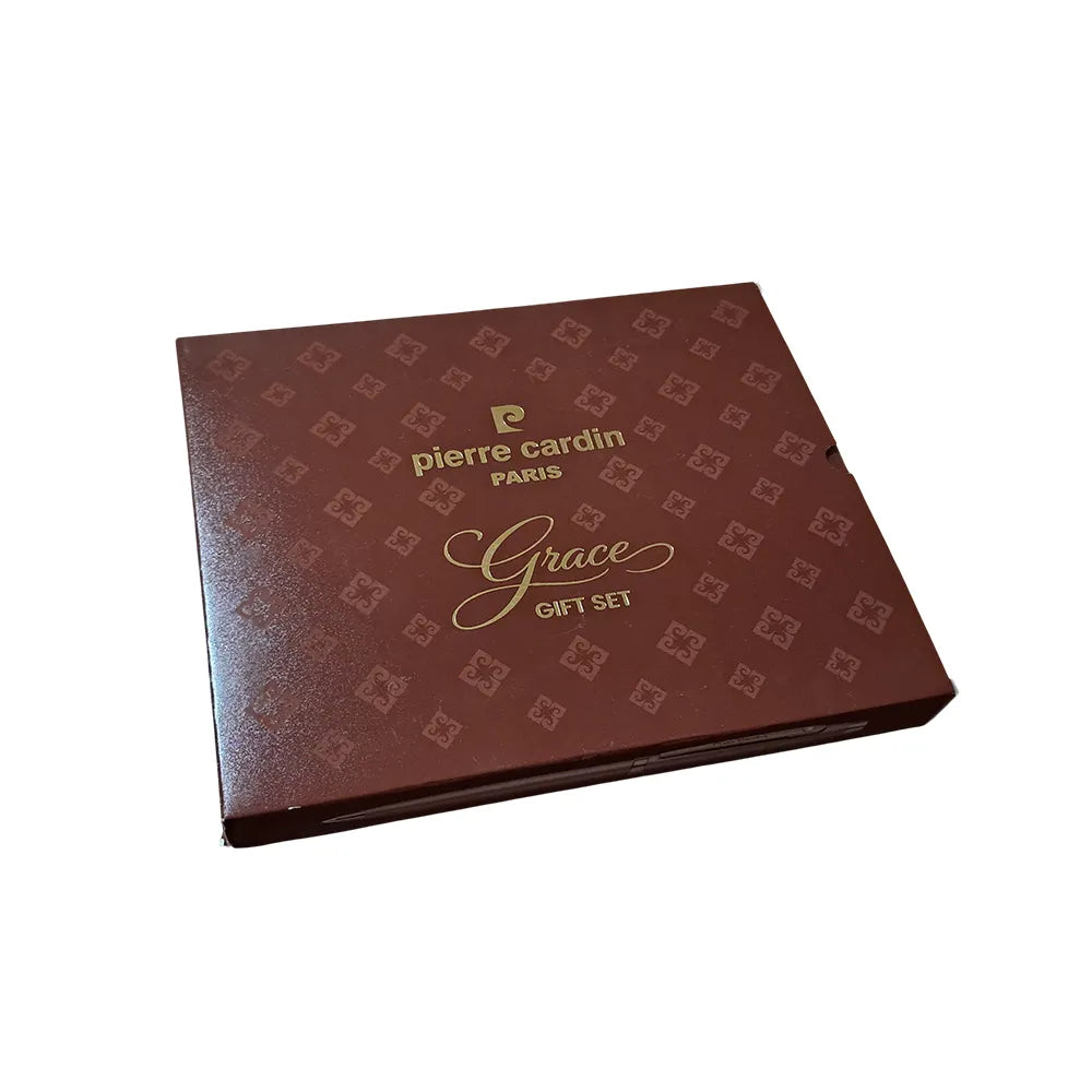 Pierre Cardin Grace Brown Premium Gift Set of Opium Ball Pen + Notebook + Card Holder & Keychain