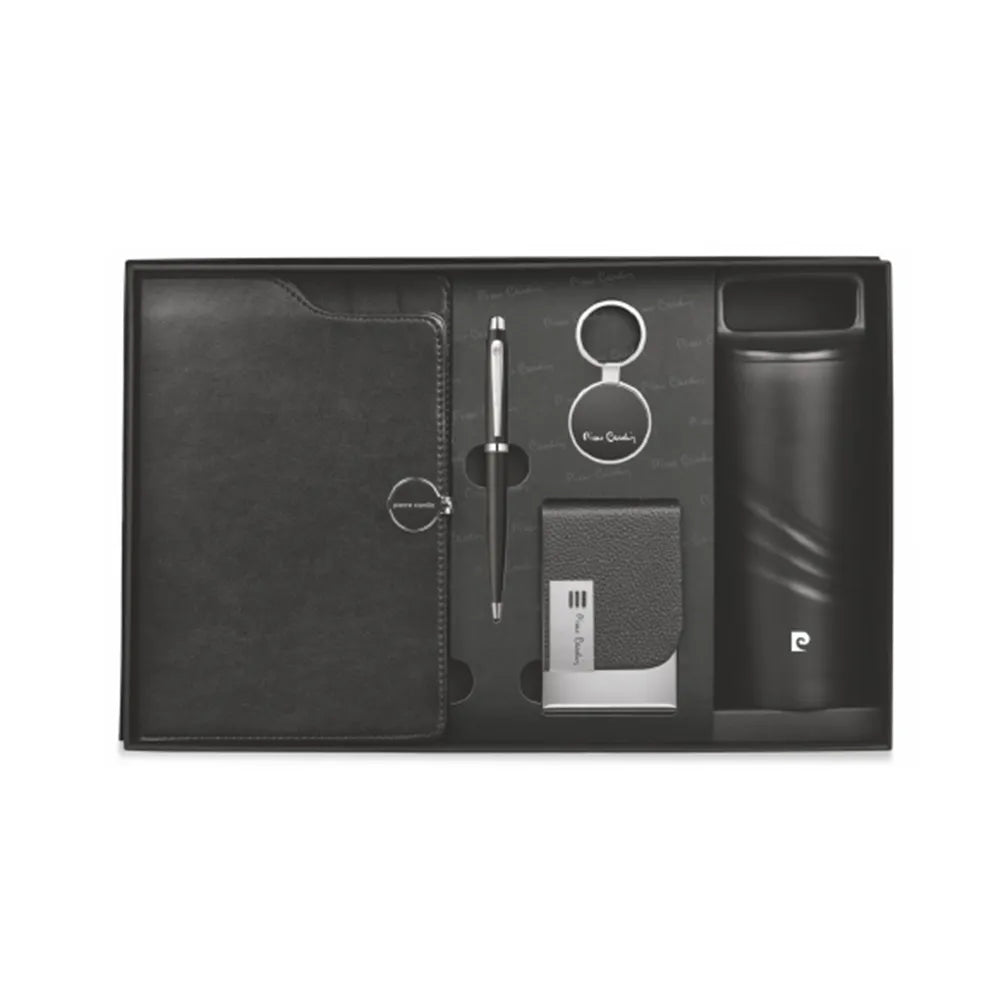 Pierre Cardin Black Forest Premium Gift Set of Vacuum Insulated SS Mug+Elite Notebook+Opium Ball Pen+Keychain & Card Holder