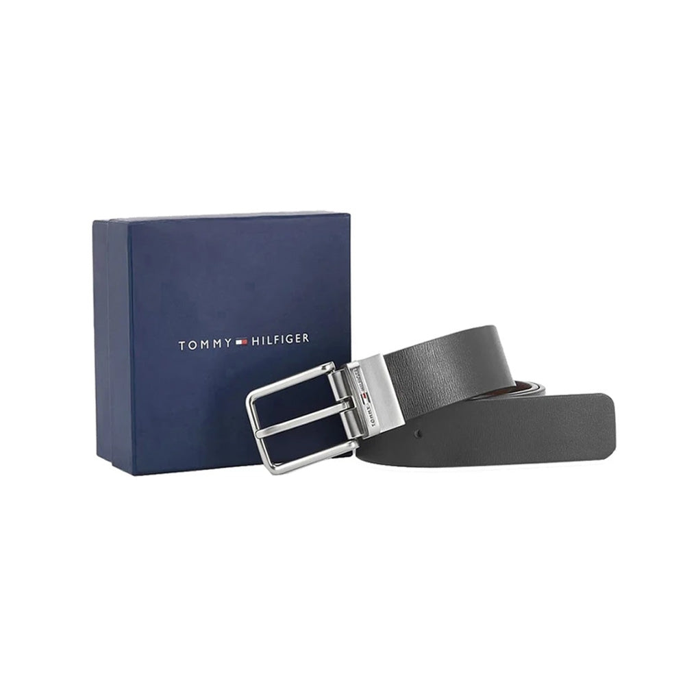 Tommy Hilfiger Jameson Black & Tan Leather Reversible Medium Belt for Men