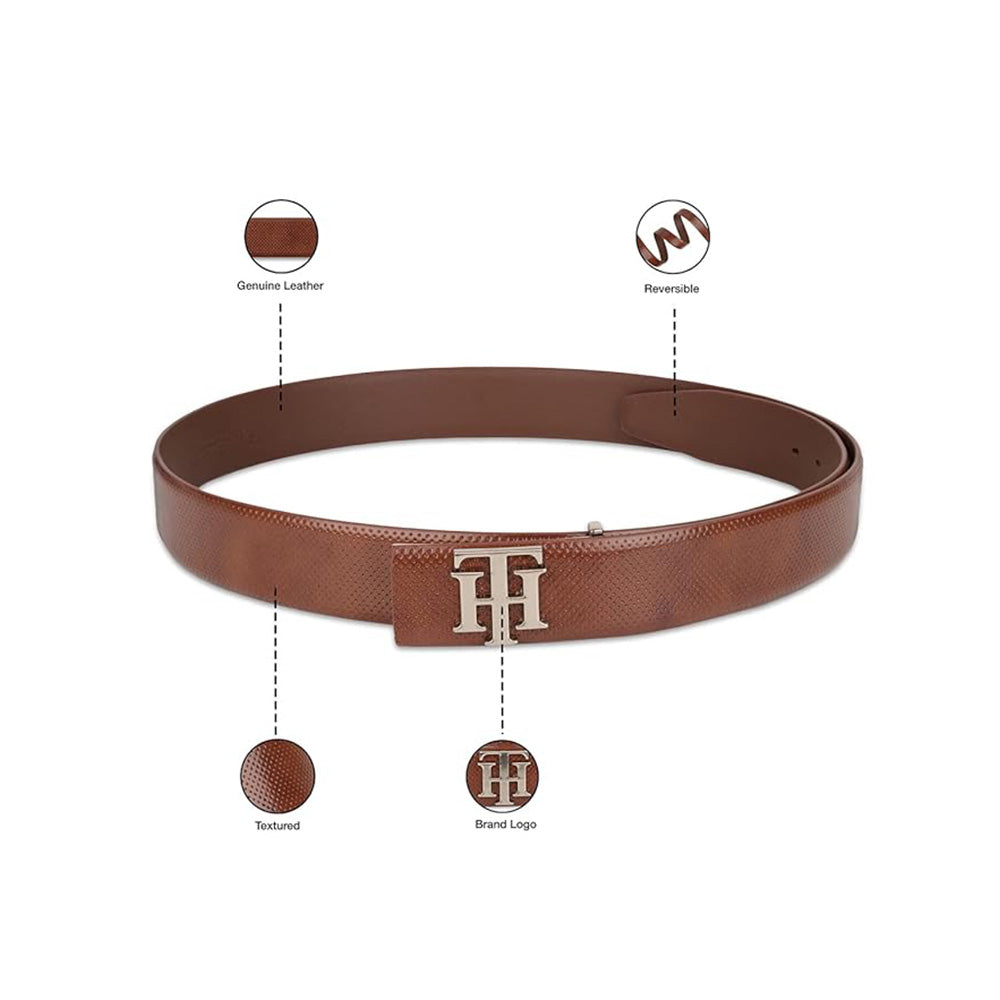 Tommy Hilfiger Yangy Pro Tan Leather Non Reversible Large Belt For Men