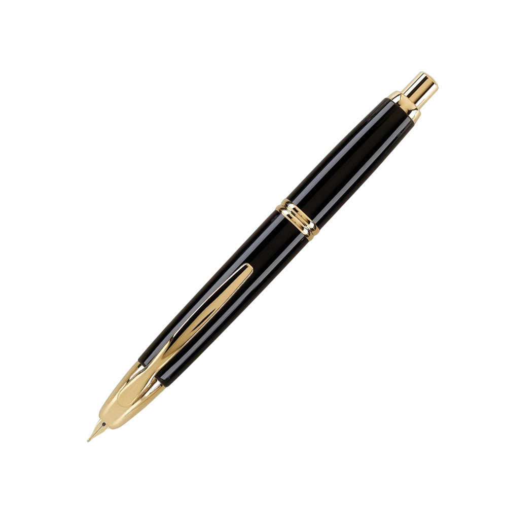 Pilot Capless Black GT Fountain Pen - 18Kt Gold Fine Nib
