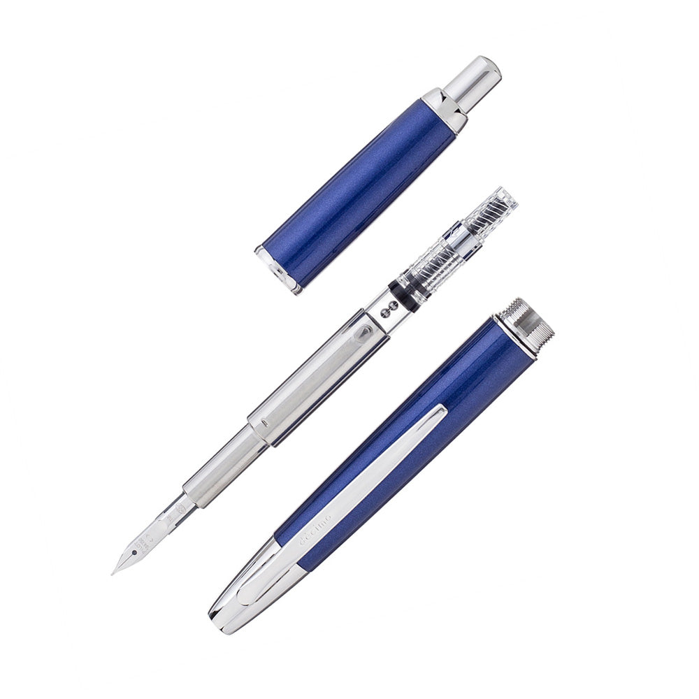 Pilot Capless Decimo Dark Blue CT Fountain Pen - 18Kt Gold Broad Nib
