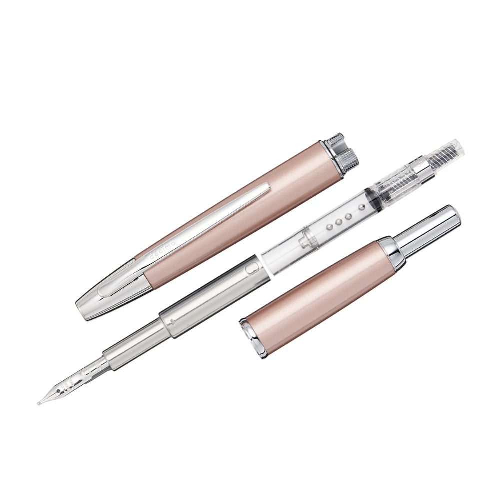 Pilot Capless Decimo Pink Champagne CT Fountain Pen - 18Kt Gold Medium Nib