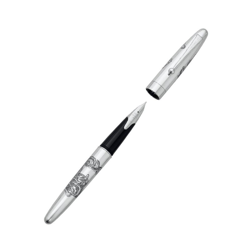 Pilot Sterling Silver R-Dragon ST Fountain Pen - 18Kt Gold Rhodium-Plated Medium Nib