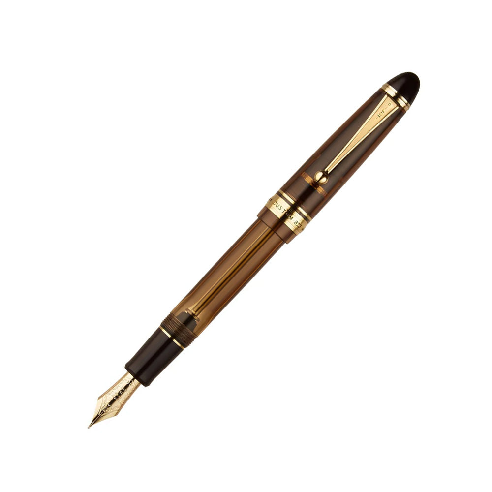 Pilot Custom 823 Brown GT Fountain Pen with Ink - 14Kt Gold Signature
