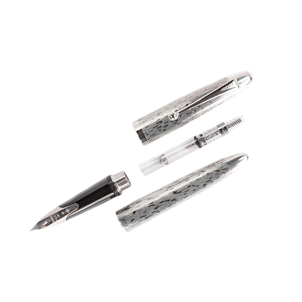 Pilot Silvern Tsumugi with Silver Trim Fountain Pen – 18Kt Gold Rhodium-Plated Fine Nib