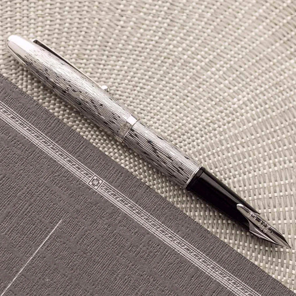 Pilot Silvern Tsumugi with Silver Trim Fountain Pen – 18Kt Gold Rhodium-Plated Fine Nib