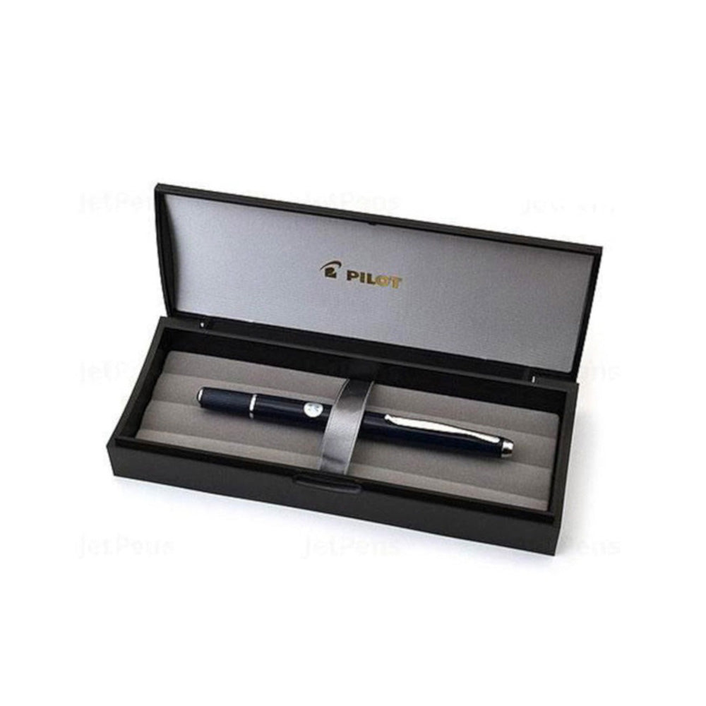 Pilot Capless Fermo Black with Chrome Trim Fountain Pen - 18Kt Gold Rhodium-Plated Medium Nib
