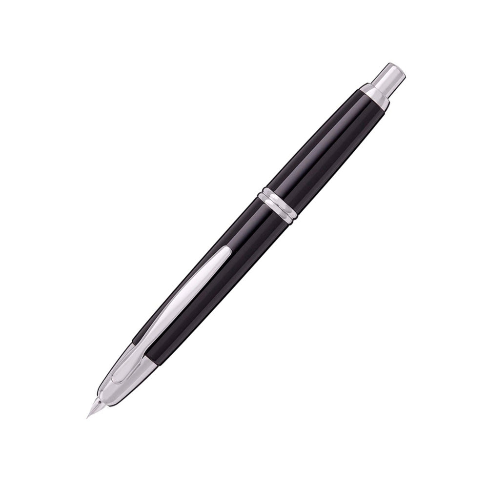 Pilot Capless Black/Rhodium RH Fountain Pen - 18Kt Gold Rhodium-Plated Nib