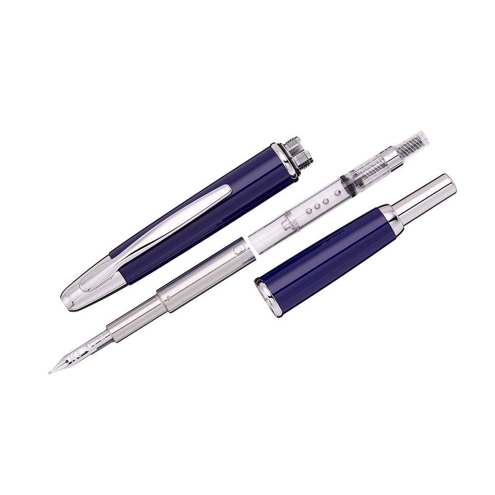 Pilot Capless Blue/Rhodium RH Fountain Pen - 18Kt Gold Rhodium-Plated Nib