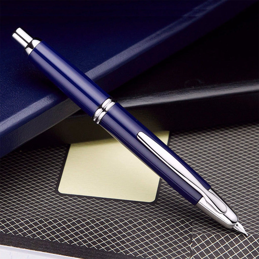 Pilot Capless Blue/Rhodium RH Fountain Pen - 18Kt Gold Rhodium-Plated Nib