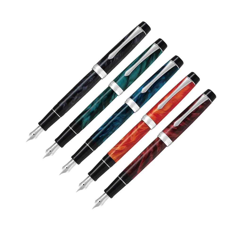 Pilot Custom Heritage SE Marble Black CT Fountain Pen - 14Kt Gold Rhodium-Plated Medium Nib