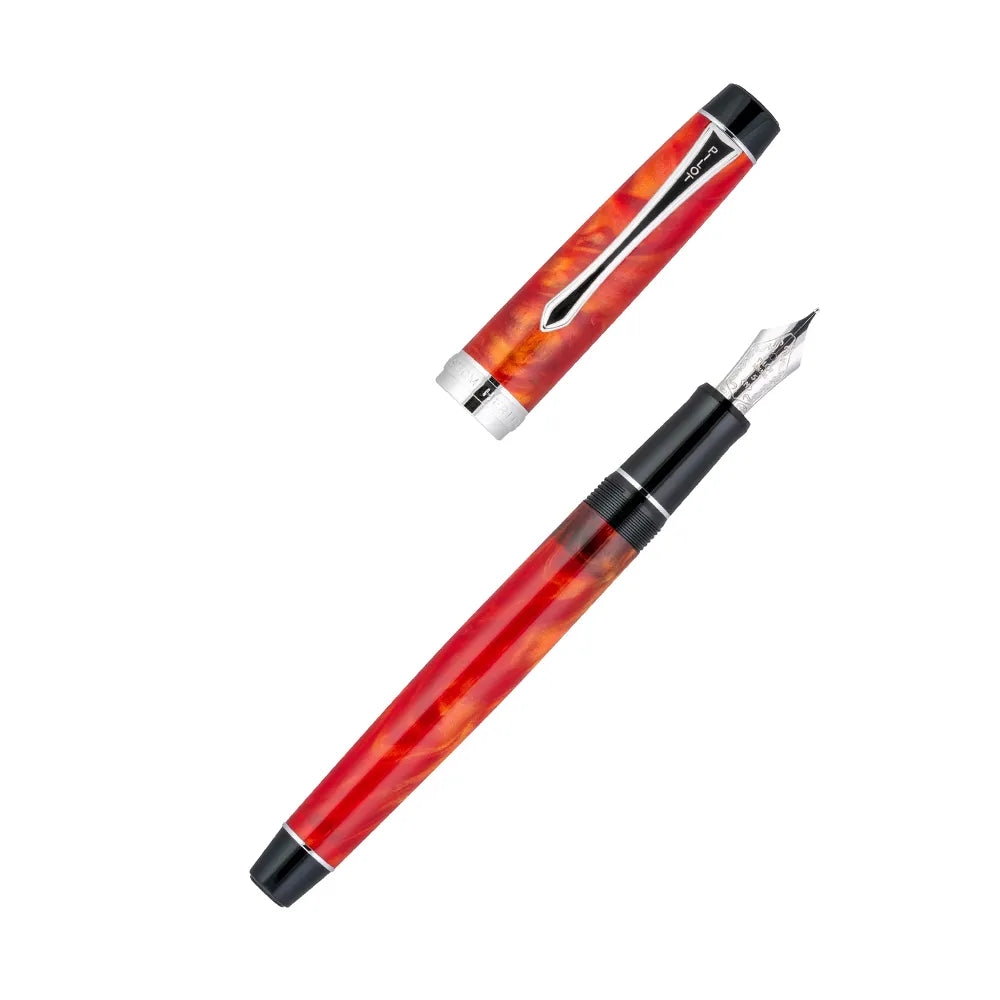 Pilot Custom Heritage SE Marble Orange CT Fountain Pen - 14Kt Gold Rhodium-Plated Medium Nib