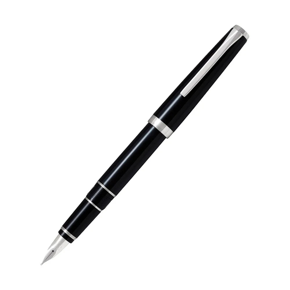 Pilot Falcon Black Metal with Rhodium Trim Fountain Pen - 14Kt Gold Rhodium-Plated Nib